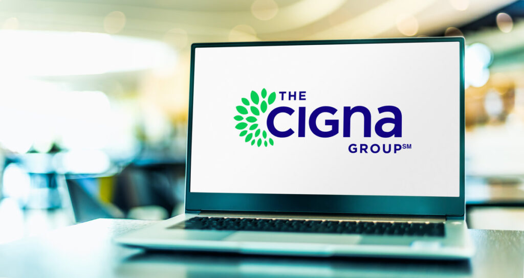 POZNAN, POL - JAN 23, 2024: Laptop computer displaying logo of The Cigna Group, a multinational managed healthcare and insurance company based in Bloomfield, Connecticut