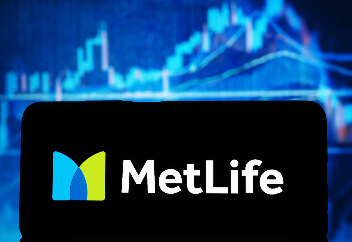 Germany - January 9, 2026: In this photo illustration, MetLife (Metropolitan Life Insurance Company) logo seen displayed on a smartphone.
