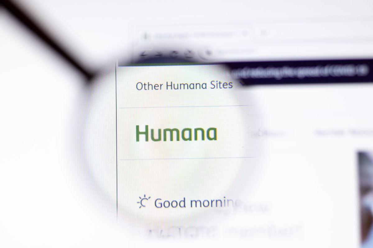 Los Angeles, California, USA - 15 March 2020: Humana icon on website page. Humana.com logo visible on display screen, Illustrative Editorial.